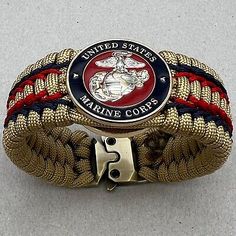 ad eBay - Silver and gold plated Eagle Globe and Anchor. Makes a perfect USMC gift for any veteran or active duty Marine. Marine Moms and Dads will love this bracelet too. Chesty Puller approved. Only 9mm thick. Adjustable Durable Red Bracelets, Chesty Puller, Usmc Gifts, Eagle Globe And Anchor, Marine Corps Gift, Marine Mom, Care Packages, Us Marine, Clay Figures