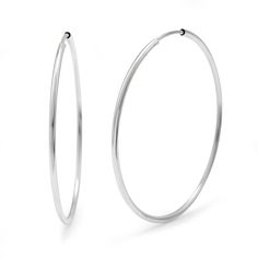 Stunning flexible continuous hoop earrings  1.5 inches in diameter! Made with fine Italian polished silver for superb quality. Ships within 24 hours. Coordinates Jewelry, Family Tree Necklace, Monogram Jewelry, Cz Stud Earrings, Large Hoop Earrings, Sterling Silver Hoop Earrings, Engraved Jewelry, Everyday Earrings, Sterling Silver Hoops