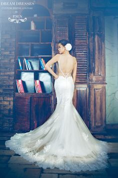 Spaghetti Strap Mermaid Wedding Dress With Sexy Back (Style # Katherine PB088) - Dream Dresses by P.M.N
 - 1 Tulle Skirt Long, Mermaid Bridal Dress, Long Gown For Wedding, Bridal Dresses Lace, Wedding Dresses With Straps, Lace Mermaid, Luxury Wedding Dress, Lace Mermaid Wedding Dress, Wedding Idea