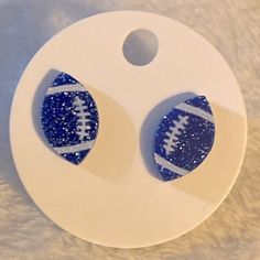 Boutique New Pierced Earrings Wood Painted Blue Football Shape Silver Tone, Pierced, Prongs W Plastic Backs Bling, Sparkling, Sparkles, Team, Cheer, Cheerleading, Cheerleader, Football, College, Pro, Nfl No Box Fyi I’m A Pt Reseller & A Ft Nurse. I Typically Ship Next Day In The Evening When I Get Off Work. I Don’t Ship On Sundays Or Holidays. Bundles Offers & Questions Are Encouraged. If You Have A Question Please Feel Free To Leave Me A Comment Below. Tyvm For Visiting & Supporting My Small Bu Team Cheer, Football College, Get Off Work, Seahawks Football, Earrings Wood, Blue Football, Off Work