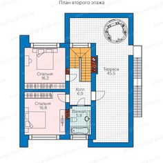 the floor plan for an apartment with two separate rooms and one living room, which is also