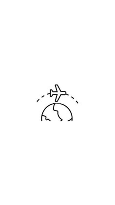 an airplane is flying over the earth on a white background, hand drawn doodle style