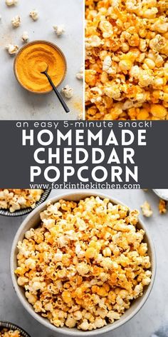 homemade cheddar popcorn with text overlay