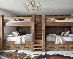 the bunk beds are made out of wood