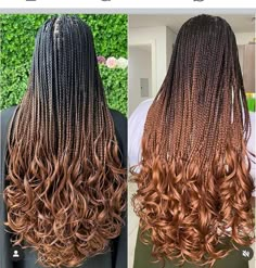 Brown Braids French Curls, French Curls Color Combo, Braids For Graduation, Black And Brown Braids, Braid Color Combos, French Curl Braids Hairstyles, All Types Of Braids, Hair Color Combos, French Curl Braids