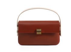 Color: Cherry red Luxury Satchel Flap Bag With Hasp Closure, Luxury Vintage Satchel Flap Bag, Luxury Solid Color Satchel Shoulder Bag, Luxury Crossbody Bag With Hasp Closure, Luxury Women's Flap Bag With Hasp Closure, Luxury Women's Flap Satchel, Luxury Satchel With Leather Lining And Flap, Luxury Flap Satchel For Women, Luxury Vintage Flap Satchel