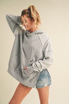 Introducing the Deb Washed Hoodie - the ultimate combination of comfort and style! With a relaxed fit and cozy feel, this hoodie features a washed look for a lived-in vibe. Complete with kangaroo pockets and side slits for ultimate laid-back comfort. Perfect for those who love to lounge in style! • 100% Cotton Washed Hoodie, Saltwater Sandals, Rose Boutique, Bandana Hairstyles, Dress Romper, Grey Hoodie, Favorite Jeans, Outerwear Jackets, We Need