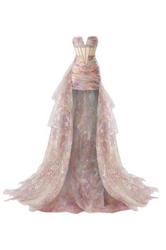 Strapless Bustier Gown Expensive Designer Dresses, Aesthetic Gown, Colorful Gowns, Awards Outfits, Fairy Ball Gown, Award Outfits, Bustier Gown, Kpop Dress, Preformance Outfits