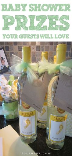 baby shower prizes that your guests will actually love are in bottles with tags on them