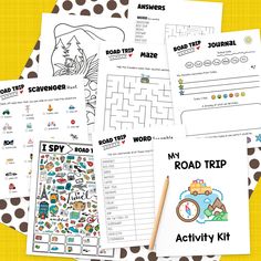 the road trip activity kit is shown here