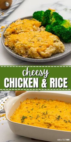 This Creamy Cheesy Chicken and Rice casserole is the ULTIMATE comfort food recipe. A from-scratch, rich, cheesy sauce coats rice and tender chicken to create one irresistible, creamy chicken and rice casserole. Cheesy Chicken And Rice Casserole, Creamy Cheesy Chicken, Cheesy Chicken And Rice, Cheesy Chicken Rice, Homemade Chicken Stock, Pre Cooked Chicken