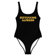 Love Fettuccine Alfredo? Looking for a classic one-piece bathing suit with a funny design for foodies? Our Fettuccine Alfredo bathing suit might be just for you! It has a flattering fit that's perfect for the pool, beach or boat this season or give it as a gift for a fettuccine enthusiast! Looking for something personalized? Shoot us a message! * 82% Polyester, 18% Spandex * Cheeky fit with a scoop neckline and a low scoop back * Double-layer front * Actual color may be slightly different from t Funny Bathing Suits, Foodie Design, Crazy Women, Fettuccine Alfredo, Pool Beach, Womens Bathing Suits, Kids Swimwear, Vegan Lifestyle, Alfredo