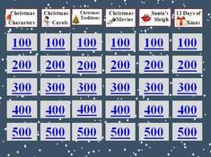 the christmas carols game is shown in blue and white