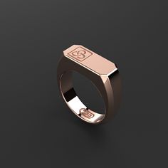 The rose gold of this 18k ring along with its modern lines design creates a piece full of purity and presence.Very suitable for any moment and any situation, it gives its wearer a fresh and forceful air in terms of intentions.A jewel that dresses by itself and that can also be accompanied with others but always taking into account the sobriety and poise. Metal: 18k Rose Solid Gold Dimensions: 7.5 mm W x 24.5 mm L 100% Handcrafted Package: Iconic Seekers Gift Box Solid Gold items are considered as custom order.Production and shipping takes 15 days.This item is final sale and can't be exchanged or returned.Taxes, duties and shipping costs are included on price. CARE METAL: To carefully wipe this jewel, use the supplied polishing cloth, then remove any residual tarnish with mild diluted soap. Luxury Rose Gold Signet Ring For Wedding, Luxury Rose Gold Engraved Promise Ring, Luxury Rose Gold Wedding Signet Ring, Luxury Rose Gold Signet Ring For Anniversary, Luxury Rose Gold Open Engraved Ring, Minimalist Rose Gold Initial Ring With Polished Finish, Luxury Engraved Rose Gold Open Ring, Formal 14k Rose Gold Initial Ring, Elegant Rose Gold Signet Ring With Polished Finish