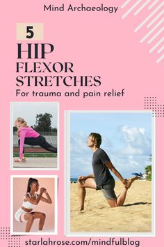 Explore these 5 hip flexor stretches to address trauma and tap into their pain-relieving benefits. Read more to delve deeper into the healing benefits of hip flexor stretches and exercises and how adding these simply exercises to your routine can improve your overall wellbeing. Dynamic Stretching Exercises, Tight Hamstrings, Muscles In Your Body, Simple Exercises