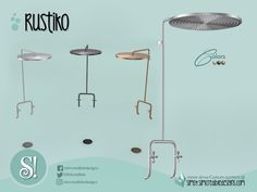 three different types of shower faucets in various sizes and colors, with the words rustino above them