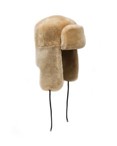 TANNIN SHEARLING TRAPPER HAT WITH LEATHER TIES & GUNMETAL STOPPERS BY POLOGEORGIS Trapper Hat Pattern, Shearling Hat, Fur Trapper, Fur Trapper Hat, Trapper Hat, Trapper Hats, Hat Pattern, Slide Slipper, Winter Hats