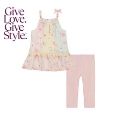 in stock Baby Girl Floral, Leggings Set, Baby Wedding, Quilted Coverlet, Dining Room Bench, Floral Print Tops, Capri Leggings, Sweet Style, Luxe Gifts