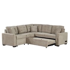 a sectional couch with ottoman and ottomans