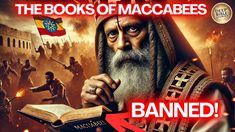 the book of maccabees banner with an image of a man holding a book