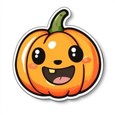 a sticker with a smiling pumpkin on it