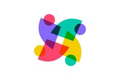 an abstract logo with colorful shapes