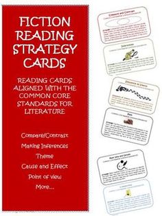 the fiction reading strategy cards with instructions