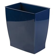 a blue square vase sitting on top of a table