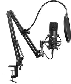 a black microphone with two mics attached to it