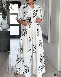 Warm and Fuzzy Floral Print Loungewear Pants Style Jumpsuit, Black Camel, Printed Joggers, Jumpsuit With Sleeves, Milky White, Sleeveless Jumpsuits, Elegant Floral, High Waisted Trousers, Batwing Sleeve