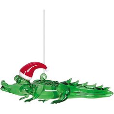 green alligator with a santa hat on Christmas Glass Ornaments, Traditional Colonial, Colonial Christmas, Coastal Christmas, Chesapeake Bay, Xmas Ornaments, Glass Christmas Ornaments, Christmas Joy, Santa Hat