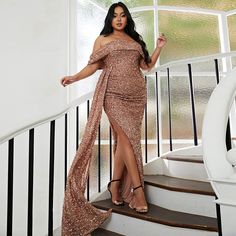 F00158227-221 Brown Evening Dresses, Maxi Prom Dress, Off Shoulder Evening Dress, Sequin Formal Dress, Sequin Evening Dresses, Evening Dresses Plus Size, Maxi Dress Prom, Sequin Maxi, Sequin Cocktail Dress