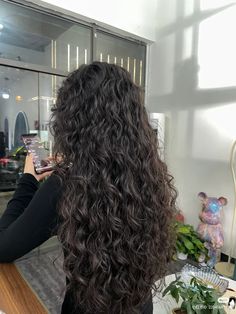 Perm Hair Aesthetic, Non Frizzy Curly Hair, Brown Long Curly Hair Aesthetic, Layered Hair Wavy Curly, Pretty Long Curly Hair, Soft Perm Long Hair, Long Messy Wavy Hair, Dream Hair Curly, Long Soft Curly Hair