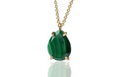 "A timeless Malachite stone necklace that will give a luscious elegance to your look. Beautifully complement your look for every season with this gold pendant necklace. Fine jewelry for women you can add to your collection or wrap as a present. ♥ Gemstone Type - Malachite ♥ Gemstone Size - 16x20mm ♥ Gemstone Cut - Pear - More options available in the drop down menu ♥ Metal Type (Main Photo) - 14k Gold Filled - More options available in the drop down menu ♥ Length (Model Photo) - 45cm/18\" - Avai Classic Green Pear Shaped Necklace, Classic Green Teardrop Pendant Necklace, Classic Gemstone Teardrop Pendant Necklace, Long Gold Necklace, Pear Pendant, Malachite Necklace, Malachite Rings, Peridot Necklace, Fancy Gifts