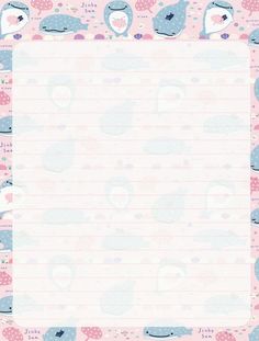 a pink and blue station paper with whales on it