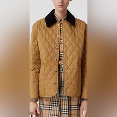 Authentic Burberry Coats. Pre-Owned, Worn About 2 Times In Great Condition. Other Pictures In Red Jacket Is For Modeling Only. Same Style But Different Color, Luxury Long Sleeve Quilted Jacket For Work, Luxury Quilted Jacket For Work, Workwear Quilted Jacket With Padded Collar, Womens Burberry Jacket, Burberry Quilted Jacket Outfit, Burberry Leather Jacket, Burberry Cotswold Jacket, Burberry Coats & Jackets, Burberry Coat