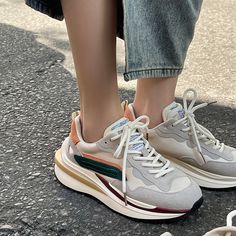 Vanessa's Spring Women Genuine Leather Sneakers Mixed Colors Platform Casual Shoes Woman Running Sport Shoes Casual Winter Boots, Platform Casual Shoes, Spring Flats, Spring Break Outfit, Womens Sandals Summer, Breathable Sneakers, Spring Women, Mixed Colors, Shoes Woman