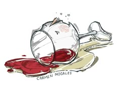 a drawing of a barrel laying on the ground next to spilled red liquid, with words written underneath it