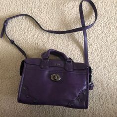 Purple Coach Crossbody Purse. Strap Is Detachable. Brand New, Never Used, But Tags Fell Off. Smoke Free, Pet Free Home! This Measures Approx 9.25 X 6x 4.5 Formal Purple Satchel With Detachable Strap, Purple Coach Satchel With Detachable Strap, Coach Purple Satchel With Detachable Strap, Chic Purple Satchel For Formal Occasions, Coach Purple Shoulder Satchel, Purple Coach, Bags Purple, Coach Crossbody Purse, Bag Dark