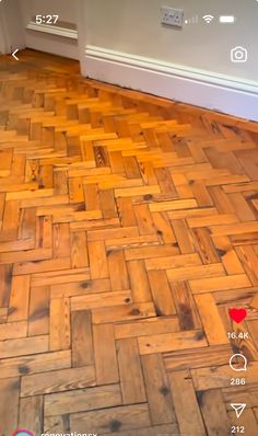 the floor is made out of wood and has an app on it