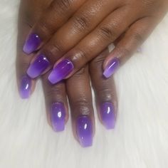 glory nail salon on Instagram: “#acrylicnails #coffinnails #ombernails #purple #white #airbrushnails #nailart #nailset #pretty #nailsoftheday #nailsdesign…” Purple Coffin Nails, Airbrush Nails, Ombre Nail, Ombre Nails Glitter, Purple Nail Designs, Ombre Nail Designs