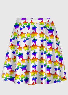 Plus Size Kidcore Kawaii Aesthetic Rainbow Star Skirt . Rainbow Skirt with kawaii Star design pattern elements. Shop Plus Size clothing. Clowncore Outfit, Star Skirt, Trash Fashion, Aesthetic Rainbow, Pattern Elements, Rainbow Road, Rainbow Skirt, Bright Fashion, Rainbow Star