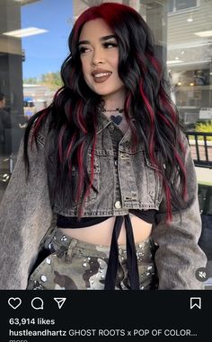 Red Hair Black Underneath, Black Hair With Maroon Money Piece, Brunette Hair With Red Underneath, Maroon Hair With Blonde Money Piece, Maroon And Black Hair, Black Hair Purple Money Piece, Maroon Hair Pink Money Piece, Black Hair Red Underneath