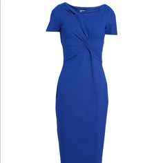 Chiara Boni Dress Elegant Blue Sheath Midi Dress, Chic Blue Midi Dress For Formal Occasions, Elegant Blue Midi Dress For Cocktail, Fuschia Dress, Ruffle Gown, Velvet Wrap Dress, Fuchsia Dress, Chiara Boni, Long Gown Dress