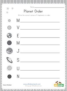 the planets and their names are in this printable worksheet for kids to learn