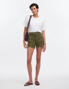 The Emmett Short in Garment Dye: Patch Pocket Edition Cotton Utility Jean Shorts With Relaxed Fit, Summer Cotton Cargo Shorts For Workwear, High-waisted Cotton Cargo Shorts For Work, High-waisted Cotton Jean Shorts For Everyday, Everyday Cotton Jean Shorts, Hometown Heroes, Pocket Edition, A Line Shorts, Madewell Denim