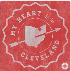 a heart is in cleveland with an arrow on it and the words, my heart is in cleveland