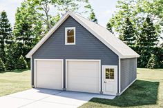 This traditional garage plan has ample room for 2 cars and could also work as a stand-alone workshop.  A person door is located on the front for easy access.  The plan includes an attic space above with windows in each gable to allow for natural light and fresh air.  Job-built stairs make this attic easy to access instead of using a pull down hatch. The attic has 5'-0" walls and the ceiling slopes up to 8'-0". Garage With Room Above Door, Garage Plans With Loft, 2 Car Garage Plans, Garage Plans Detached, Garage Guest House, Loft Plan, Garage Addition, Garage Loft, Ultimate Garage