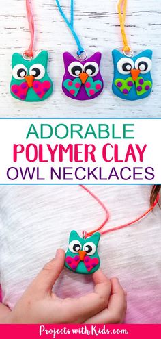 this adorable polymer clay owl necklace is so cute and easy to make