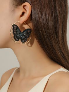 Negro  Collar  Hierro   Embellished   Joyas de Moda Black Metal Jewelry, Butterfly Jewellery, Handmade Jewelry Business, Wire Jewelry Earrings, Big Butterfly, Shell Choker, Butterfly Decor, Ankle Jewelry, Fancy Jewellery Designs